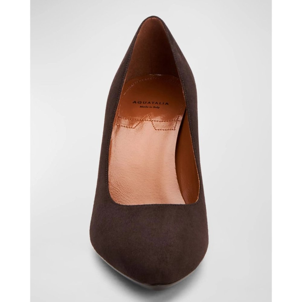 🆕AQUATALIA Peony Block Heel Pump Shoes Brown Suede 6.5 - Picture 2 of 11